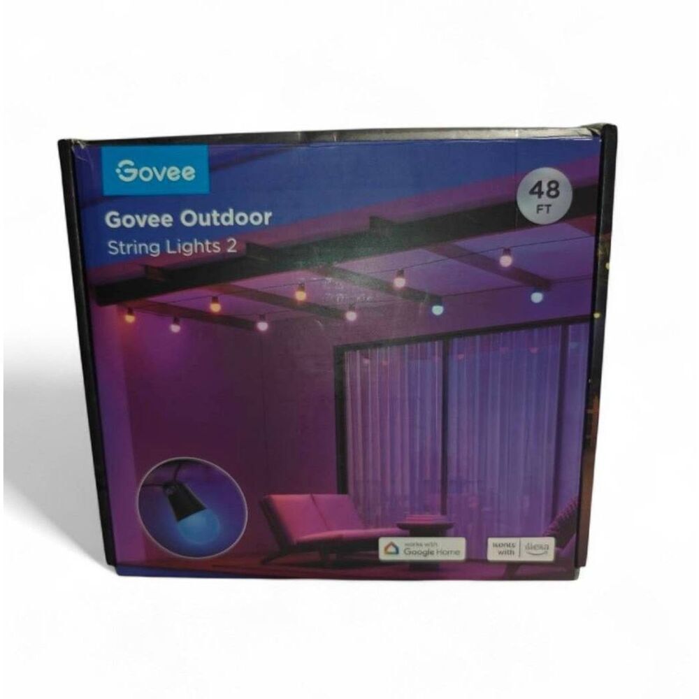 GOVEE Smart Outdoor String Lights 48 FT, 47 Scene Modes For Patio, Backyard, IP6